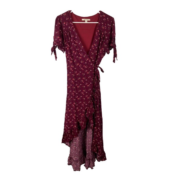 Francesca’s Mi Ami Red Floral Maxi Wrap Dress Size Large - Picture 1 of 8